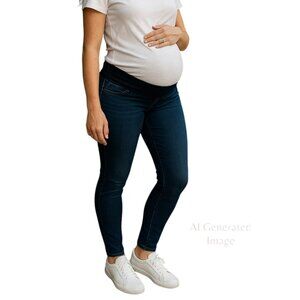 Old Navy Womens SUPER SKINNY MID-RISE Stretch Soft Maternity Blue Jeans Sz 2